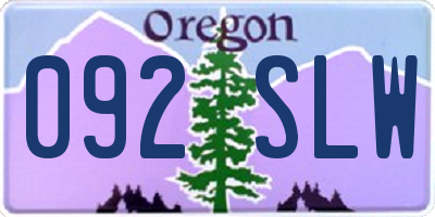 OR license plate 092SLW