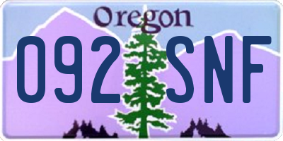 OR license plate 092SNF