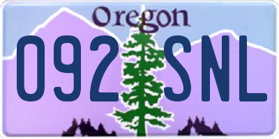OR license plate 092SNL