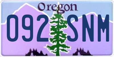 OR license plate 092SNM