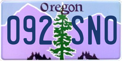OR license plate 092SNO