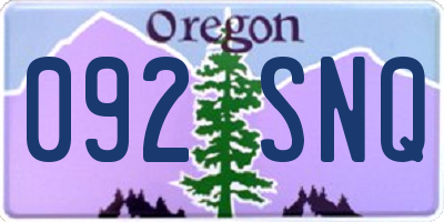 OR license plate 092SNQ