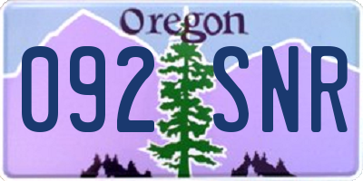 OR license plate 092SNR
