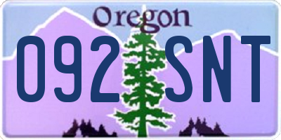 OR license plate 092SNT