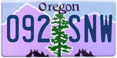 OR license plate 092SNW