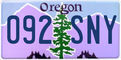 OR license plate 092SNY