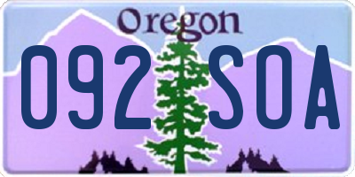 OR license plate 092SOA