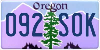 OR license plate 092SOK
