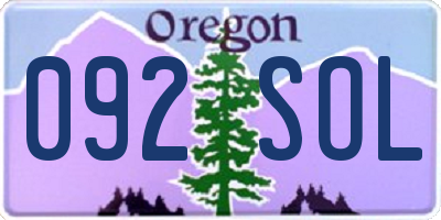 OR license plate 092SOL