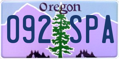 OR license plate 092SPA