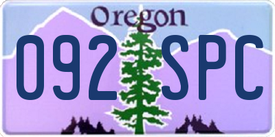 OR license plate 092SPC