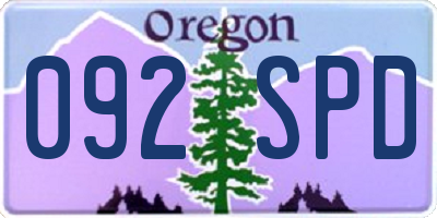 OR license plate 092SPD
