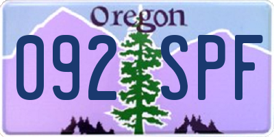 OR license plate 092SPF