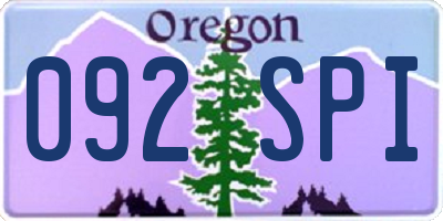 OR license plate 092SPI