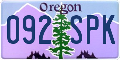 OR license plate 092SPK