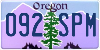 OR license plate 092SPM