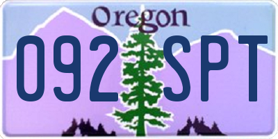 OR license plate 092SPT