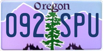 OR license plate 092SPU