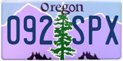 OR license plate 092SPX
