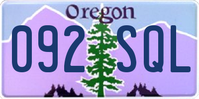 OR license plate 092SQL
