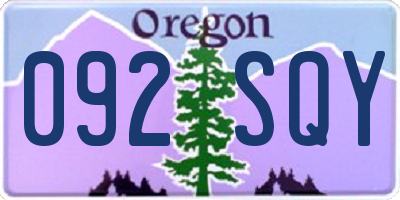 OR license plate 092SQY