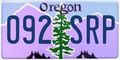 OR license plate 092SRP