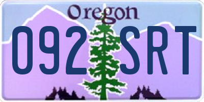 OR license plate 092SRT