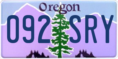 OR license plate 092SRY