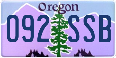 OR license plate 092SSB
