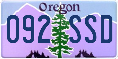OR license plate 092SSD