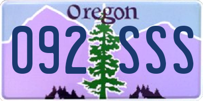 OR license plate 092SSS