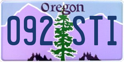 OR license plate 092STI