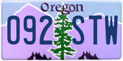 OR license plate 092STW
