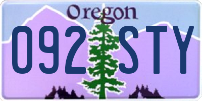 OR license plate 092STY