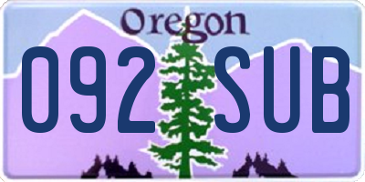 OR license plate 092SUB