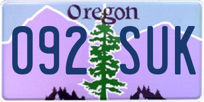 OR license plate 092SUK