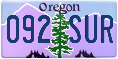 OR license plate 092SUR
