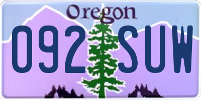 OR license plate 092SUW