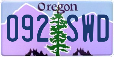 OR license plate 092SWD