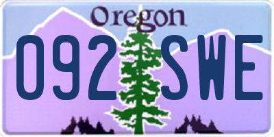 OR license plate 092SWE