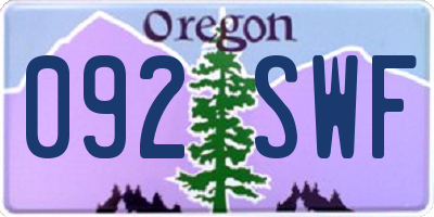 OR license plate 092SWF