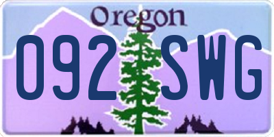OR license plate 092SWG