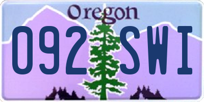 OR license plate 092SWI