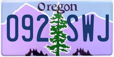 OR license plate 092SWJ