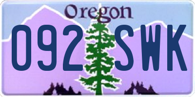 OR license plate 092SWK