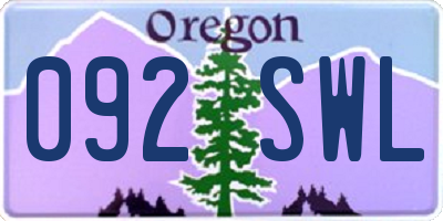 OR license plate 092SWL