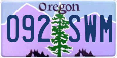 OR license plate 092SWM