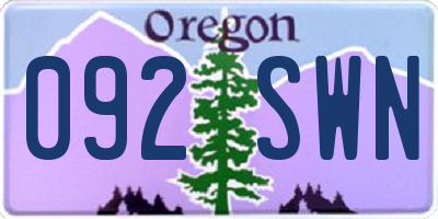 OR license plate 092SWN