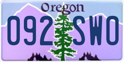 OR license plate 092SWO