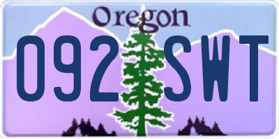 OR license plate 092SWT